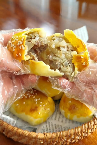 Golden Baked Lamb Buns with Cumin & Onion Filling