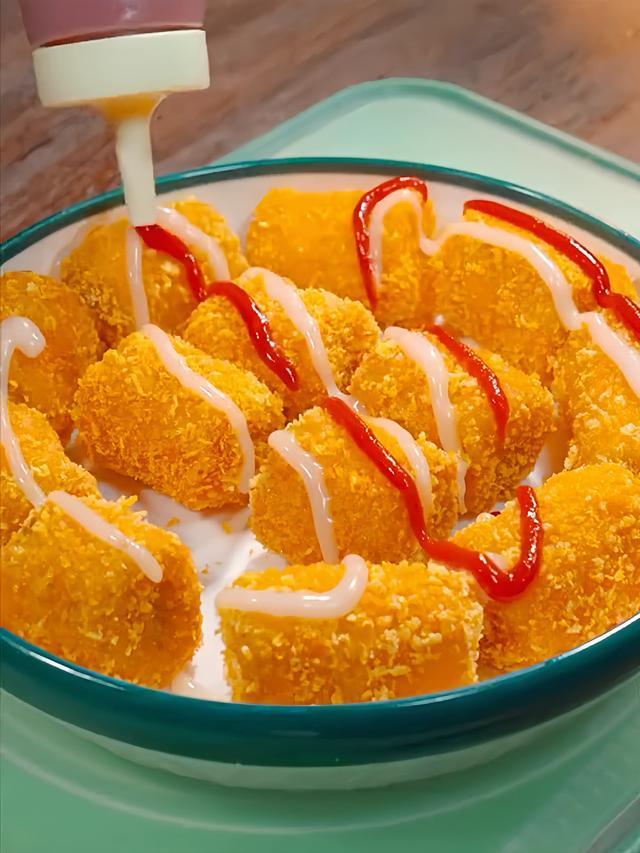 Crispy Fried Banana Bites with Ketchup & Salad Drizzle