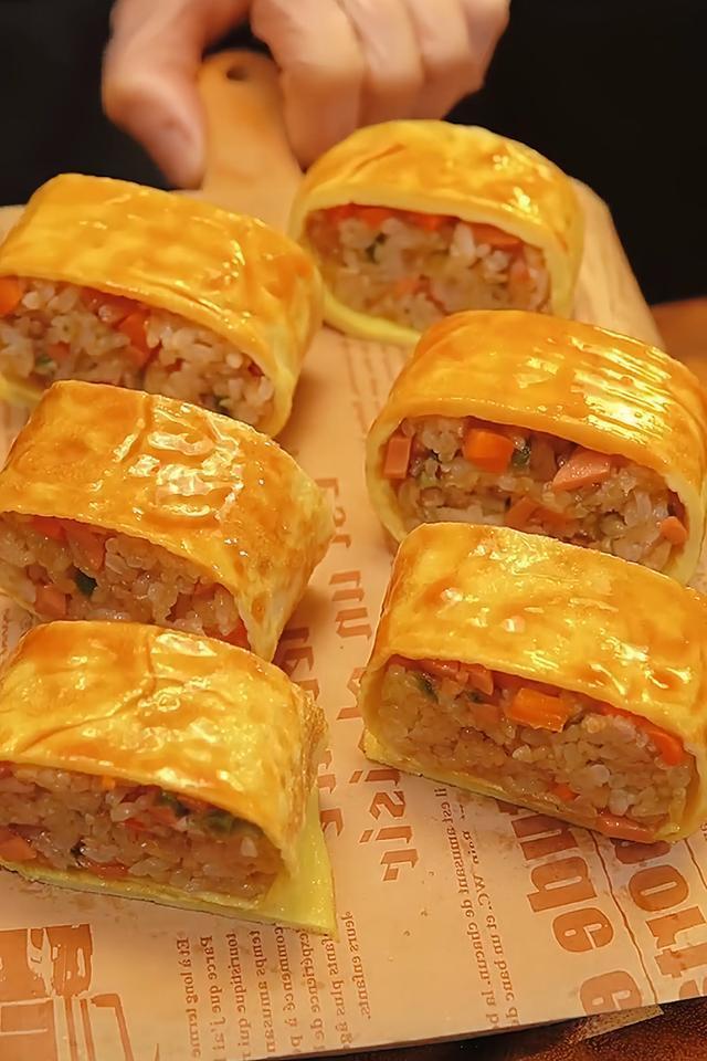 Egg-Wrapped Fried Rice Rolls