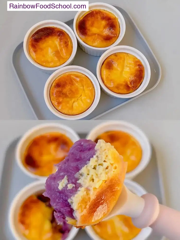 rainbowfoodschool.com Baked Egg Custard with Purple Sweet Potato and Taro Mash
Recipe Asian Appetizers and Snacks 