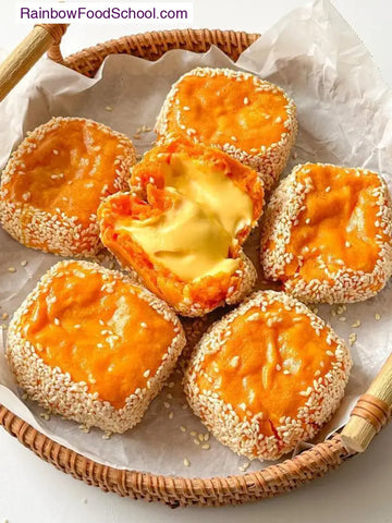 rainbowfoodschool.com Cheese Sweet Potato Sesame Mochi Bites Recipe rainbowfoodschool_com_