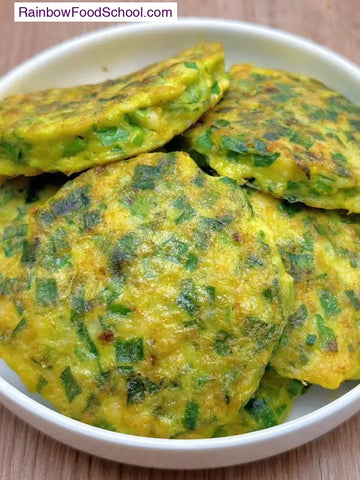 rainbowfoodschool.com Chive and Shrimp Egg Pancakes 
Recipe rainbowfoodschool.com_
