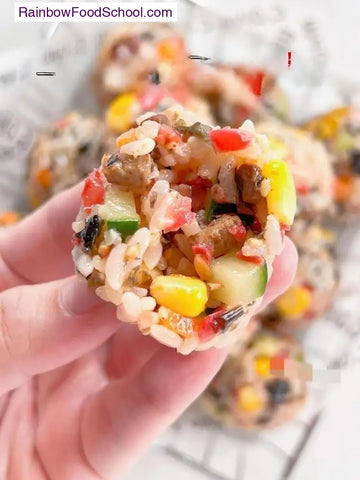 rainbowfoodschool.com Rainbow Chicken Veggie Rice Balls
Recipe Asian Appetizers and Snacks rainbowfoodschool.com_