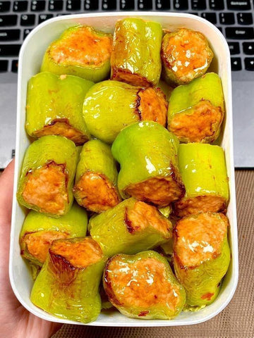 rainbowfoodschool.com Stuffed Pepper Meat Bites
Recipe Asian Appetizers and Snacks 
