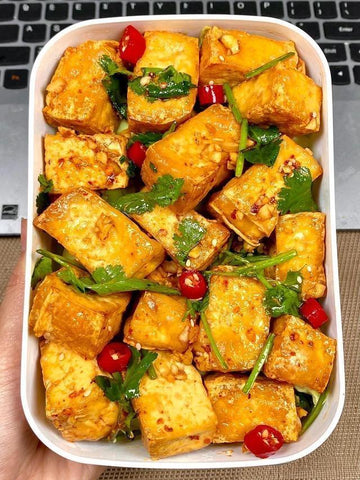 rainbowfoodschool.com Air-Fried Tofu with Spicy Garlic Soy Sauce
Recipe Asian Appetizers and Snacks 
