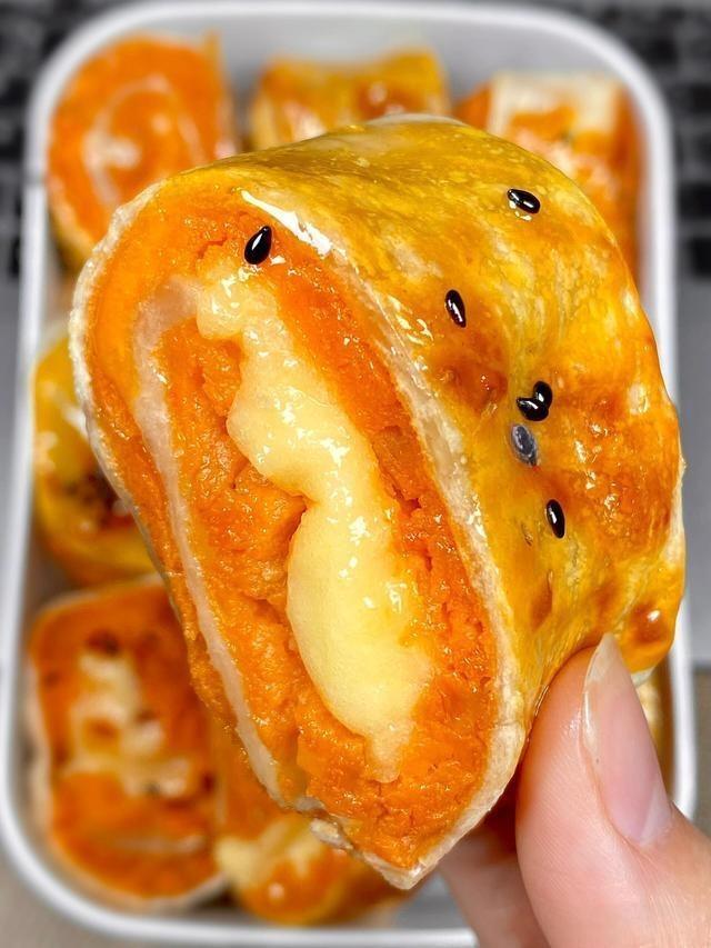Cheesy Sweet Potato Pancake Rolls
