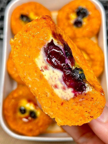 Baked Blueberry Egg Tarts with Sweet Potato Oatmeal Crust