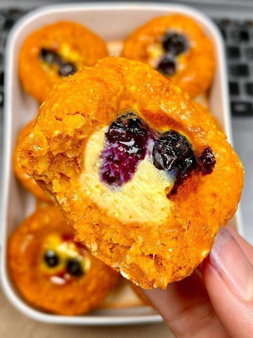 Baked Blueberry Egg Tarts with Sweet Potato Oatmeal Crust