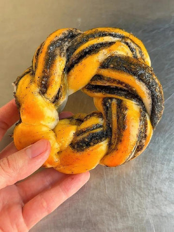 Black Sesame Walnut Braided Flower Bread