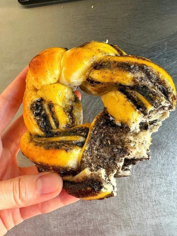 Black Sesame Walnut Braided Flower Bread