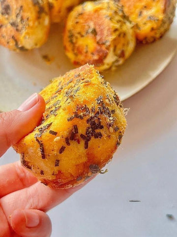 Crispy Yam Cranberry Toast Bites