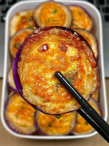 Golden Pork-Stuffed Eggplant Rings