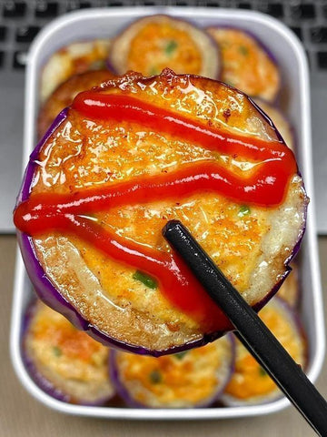 Golden Pork-Stuffed Eggplant Rings
