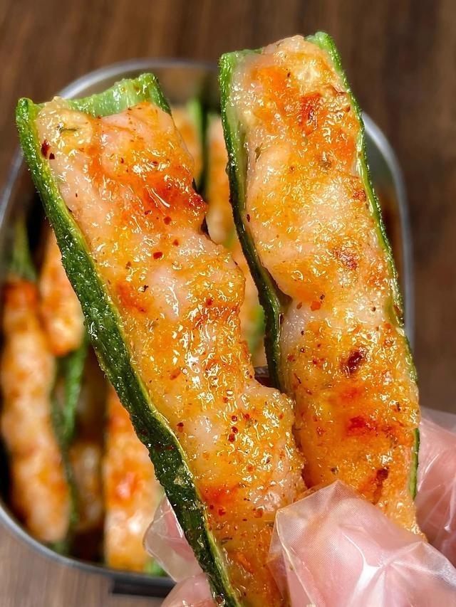 Golden Shrimp-Stuffed Okra Bites