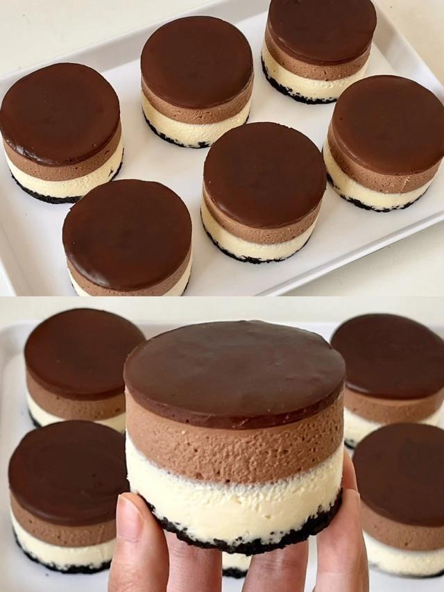 Mini Triple Chocolate Mousse Cheesecakes