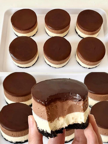 Mini Triple Chocolate Mousse Cheesecakes