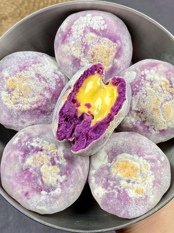 Purple Sweet Potato Cheese Pancakes