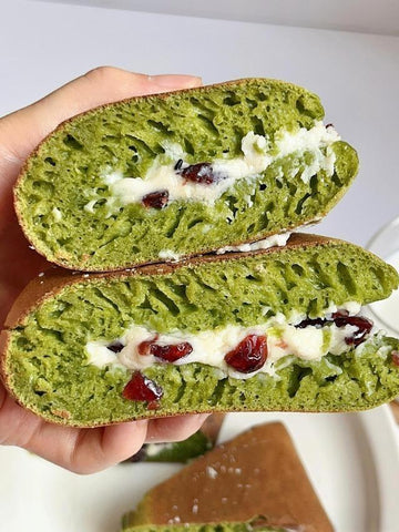 Matcha Cranberry Cream Cake Wedges