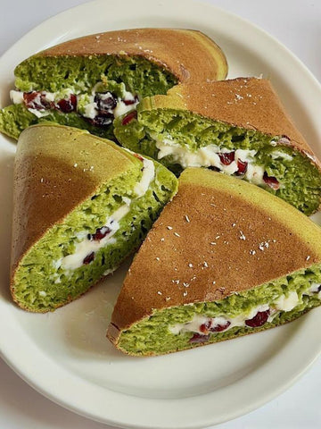 Matcha Cranberry Cream Cake Wedges