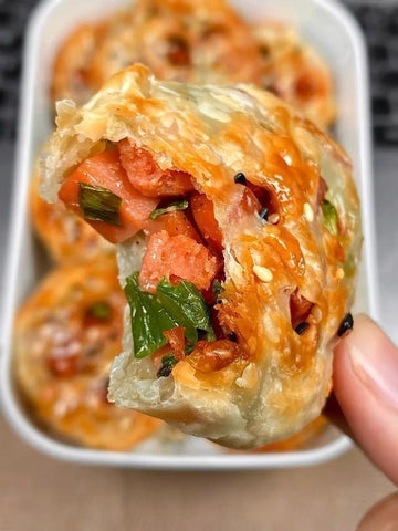 Mini Scallion Ham Cakes (Air-Fried Flaky Pockets)