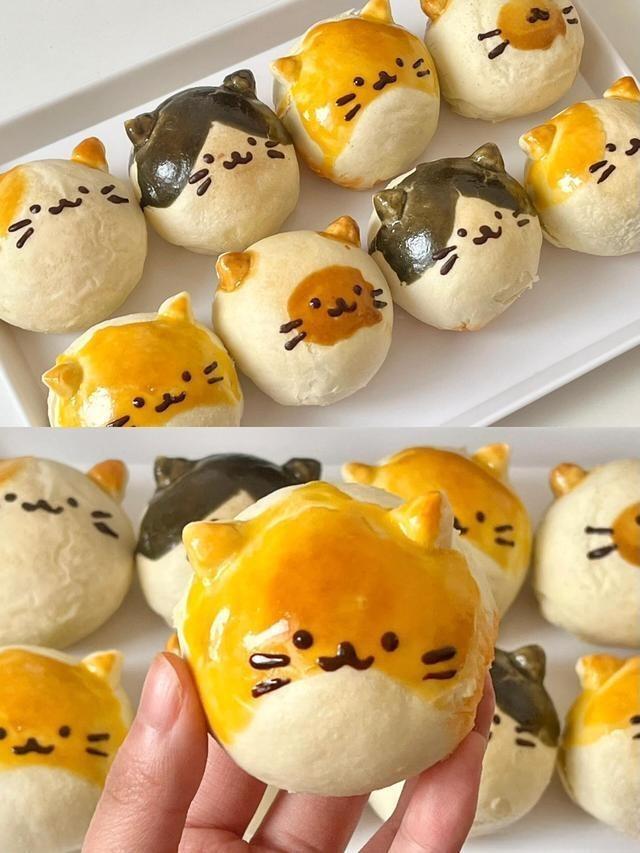  Cat Face Red Bean Mooncake Puffs
