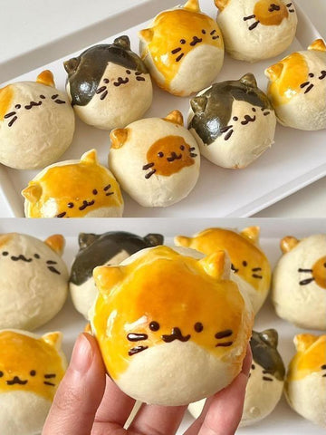  Cat Face Red Bean Mooncake Puffs