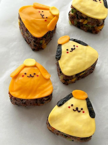 Puppy Face Multigrain Rice Balls with Cheese Topping