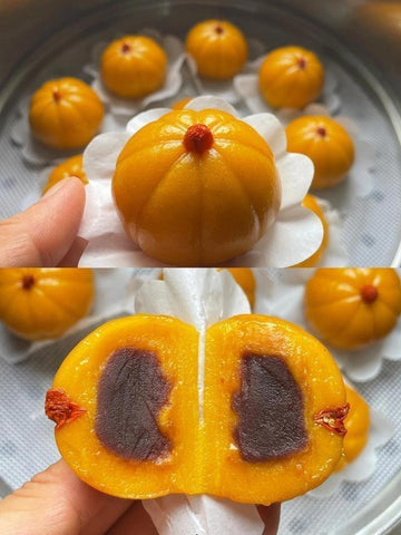 Pumpkin Red Bean Glutinous Rice Buns