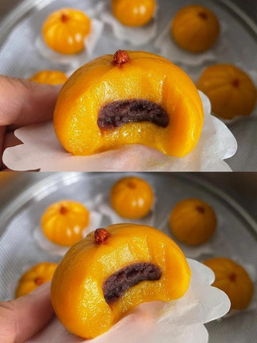 Pumpkin Red Bean Glutinous Rice Buns