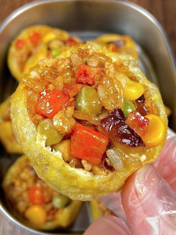 Veggie Rice-Stuffed Tofu Puffs