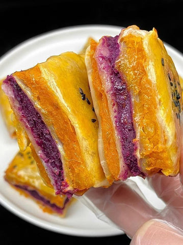 Crispy Purple & Orange Sweet Potato Puff Squares