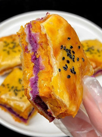 Crispy Purple & Orange Sweet Potato Puff Squares