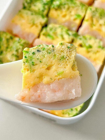 Steamed Broccoli Shrimp Egg Squares