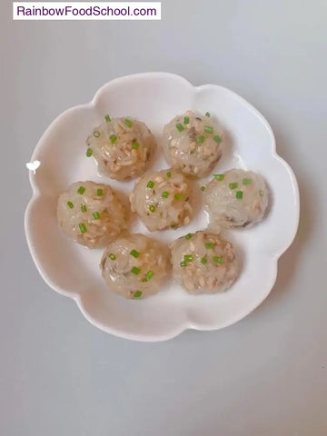 rainbowfoodschool.com Steamed Radish Mushroom Meatballs
Recipe Asian Appetizers and Snacks 
