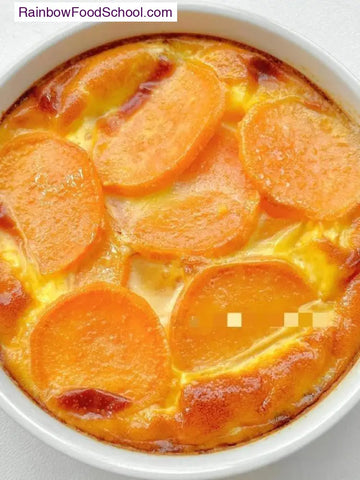 rainbowfoodschool.com Sweet Potato Custard Bake Recipe Asian Appetizers and Snacks 